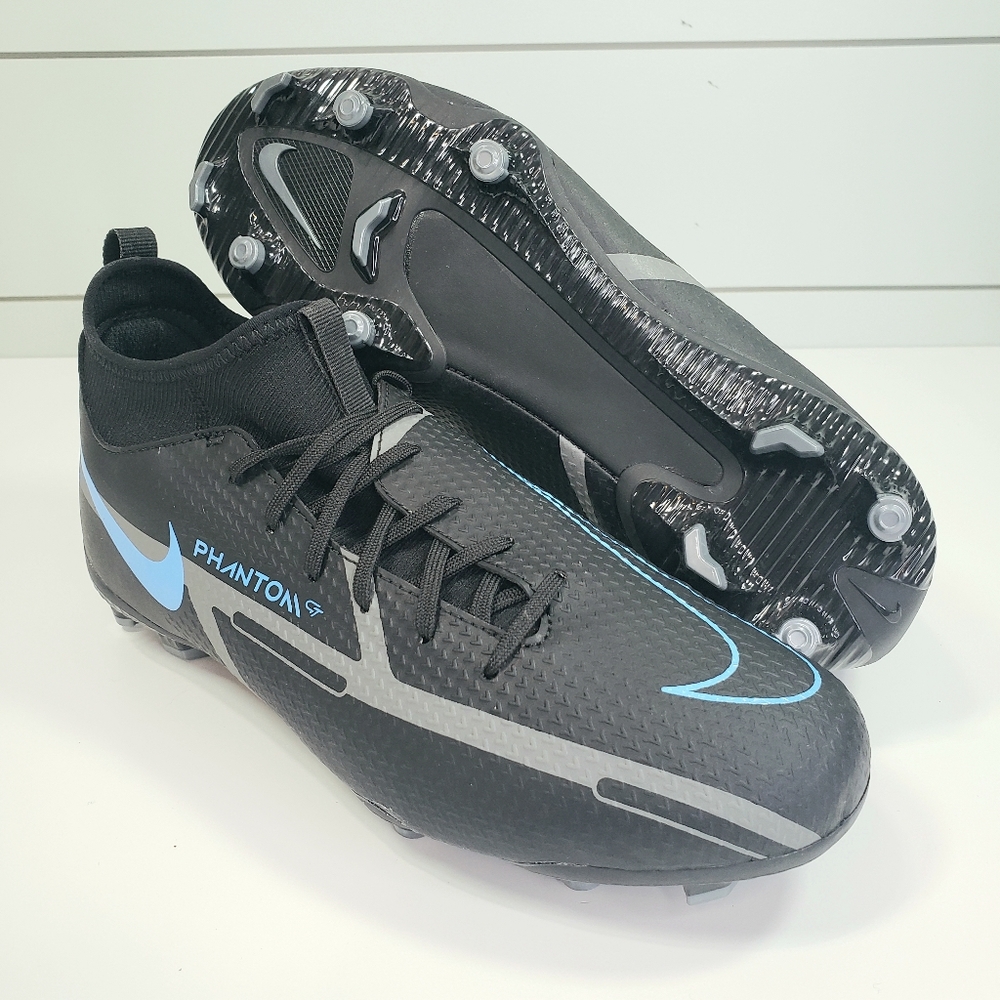 Nike Junior Phantom GT2 Club DC0813-004 Soccer Cleats Black Blue Size 5 Youth - Picture 1 of 6